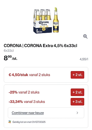Corona extra mooi koopje dubbele korting met extra korting tot -33,34% bij Collect en go