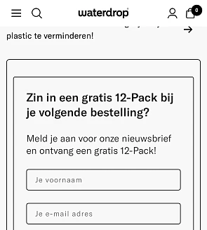 Waterdrop nieuwsbrief = 12-pack gratis bij bestelling
