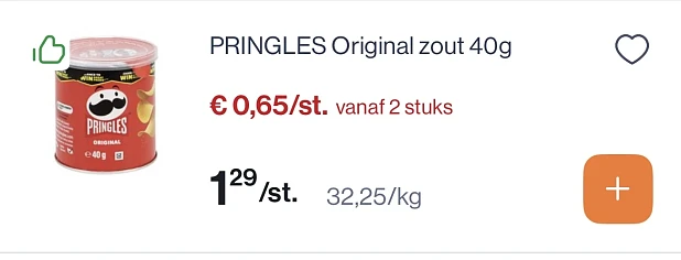Pringles chips 40 gram -50% reactie Aldi 1+1