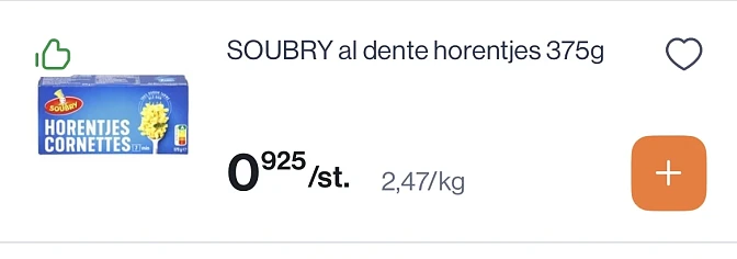 Soubry horentjes al dente 375 gram -33,34%