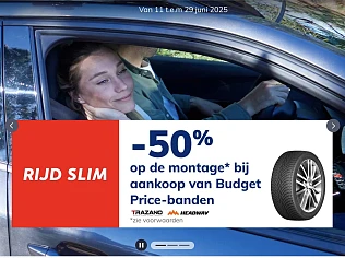 50% korting op montage van banden bij Auto5