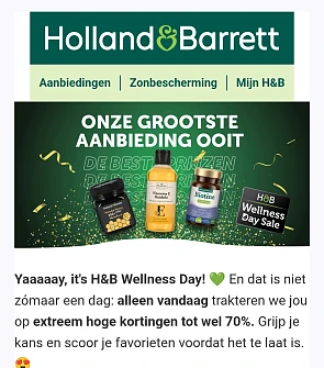 Happy Wellness Day tot 70% bij Holland and Barrett