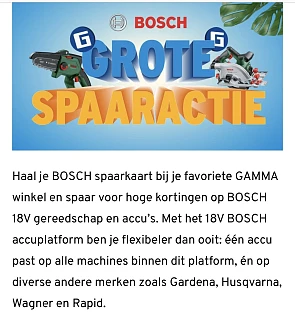 Grote spaaractie voor hoge korting op bosch gereedschap bij Gamma