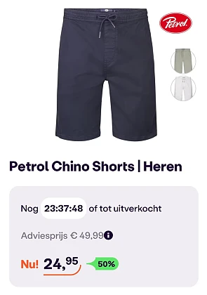 Petrol chino short -50% op ibood.com