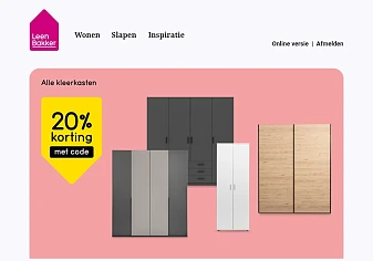 20% op kleerkasten bij Leen Bakker
