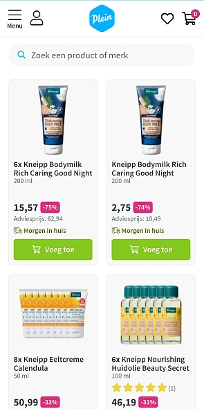 Plein tot 75% op kneipp