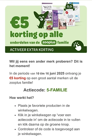 Zooplus 5€ korting