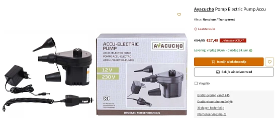-50% elektrische luchtbedpomp, universeel 👍 A.S. Adventure