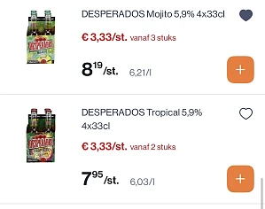 Desperados met dubbele korting -50% bovenop