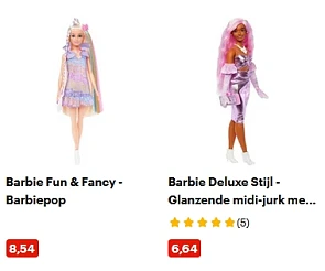 Barbiepoppen vanaf €6,64 en tot -25% op Mattel speelgoed