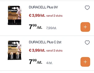 Duracell batterijen -50% reactie Albert Heijn 1+1