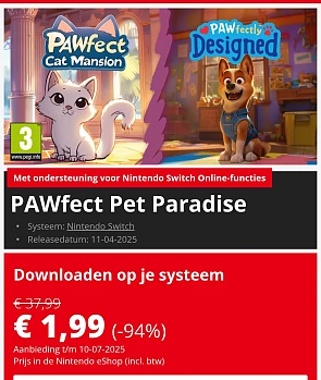 Pawfect Paradise voor Nintendo switch aan 1,99€