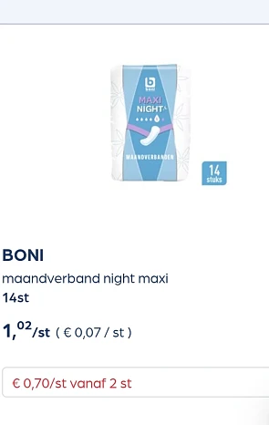 Boni maandverband night maxi