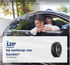 Tot €120 cashback op Michelin autobanden bij Auto5