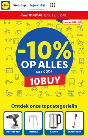 Lidl -10% op alles via de webshop