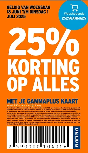 -25% op alles bij Gamma