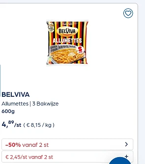Belviva frieten -50% extra