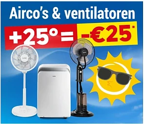 Hittegolf Deal: €25 Korting op airco's en ventilatoren bij +25°C!