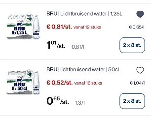 Bru lichtbruisend water goedkoper