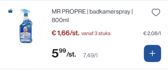Mr propre badkamerspray 800 ml mooi koopje