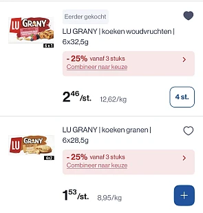 Lu Grany koeken goedkoper met daarbovenop -25% korting