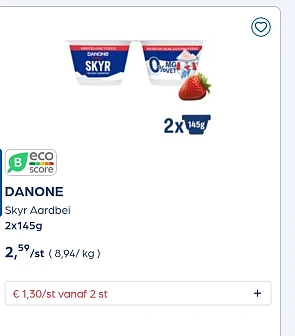 Danone skyr 50% goedkoper