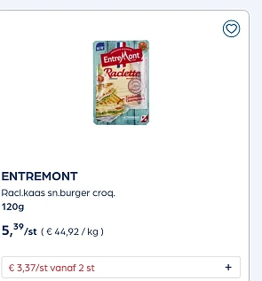 Entremont raclette kaas goedkoper