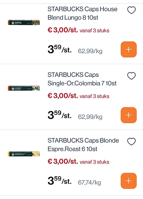 Starbucks caps goedkoper