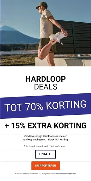 Hardloopschoenen en hardloopkleding met 15% EXTRA korting
