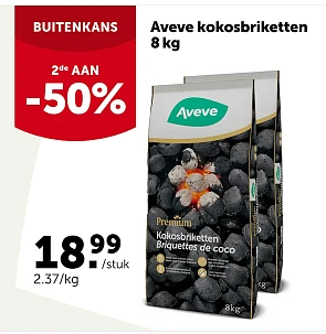 2e zak kokosbriketten aan -50% bij Aveve ☀️😋🥩