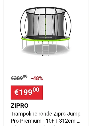 Tot 51% korting op zipro trampolines bij Decathlon