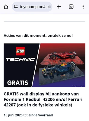 Toychamp gratis wall display bij aankoop Formule 1 of Ferrari