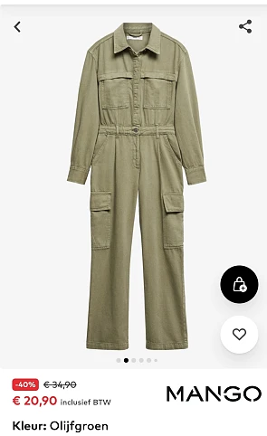 Mango jumpsuit olijfgroen -40% op aboutyou.be