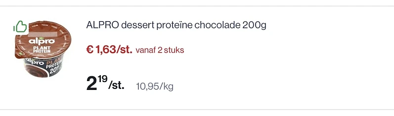 Alpro dessert chocolade en vanille proteïne goedkoper