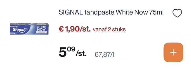 Signal tandpasta white now 75 ml veel goedkoper