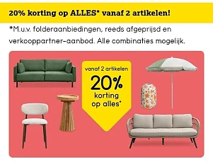 Leen Bakker: 20% korting bij aankoop vanaf 2 stuks