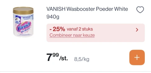 Vanish wasbooster poeder white -20% bovenop goedkopere prijs