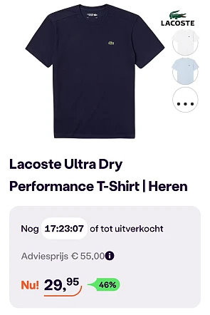 Lacoste ultra dry performance t-shirt -46%