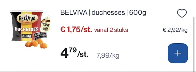 Belviva rosti’s en duchesses veel goedkoper