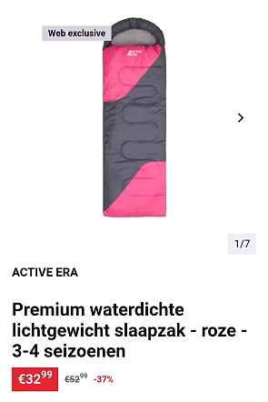 Premium waterdichte lichtgewicht slaapzak roze 3-4 seizoenen -37%