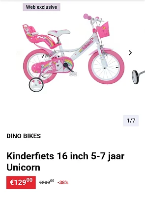 Dino Bikes kinderfiets 16 inch Unicorn -38%