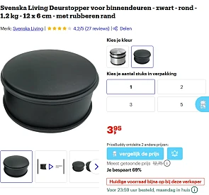 Svenska Living Deurstopper voor binnendeuren - zwart