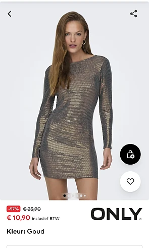 ONLY Jurk 'ELLA' in Goud -57%