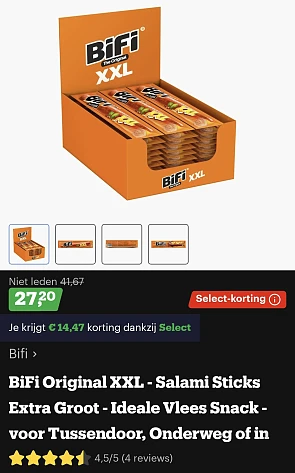 Bifi original salami sticks extra groot 30x40gr.