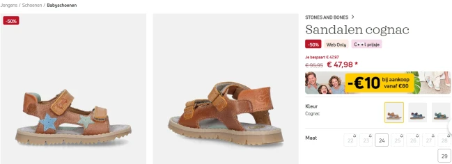 -50% Stones and Bones sandalen maat 24 & 29 bij Torfs