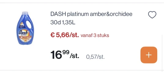 Dash platinum vloeibaar 30 d en Lenor geurparels reactie Heijn
