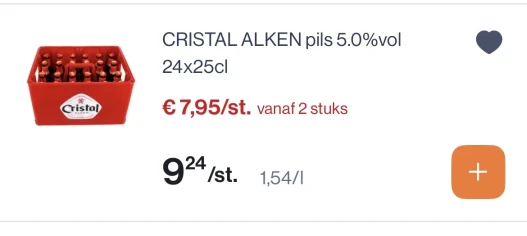 Cristal Alken pils 5,0% 24x25 cl reactie Albert Heijn 1+1