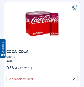 COCA-COLA Cherry 33cl -15% extra