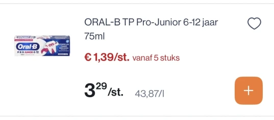 Oral B tandpasta pro junior 6-12 jaar 75 ml
