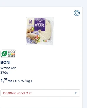 BONI Wraps 6st 370g goedkoper